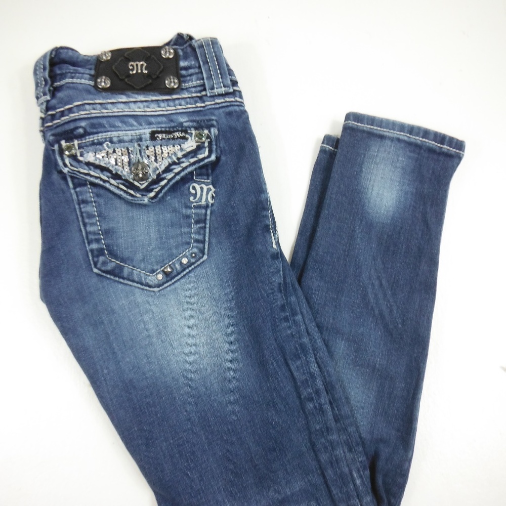Miss Me Decorative Pocket Denim Skinny Jeans -26
